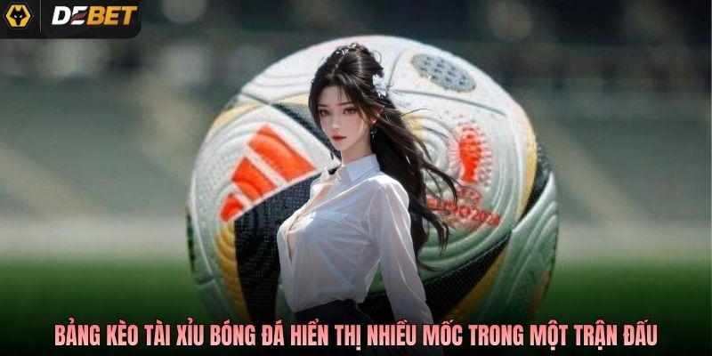 Bảng kèo tài xỉu bóng đá hiển thị nhiều mốc trong một trận đấu