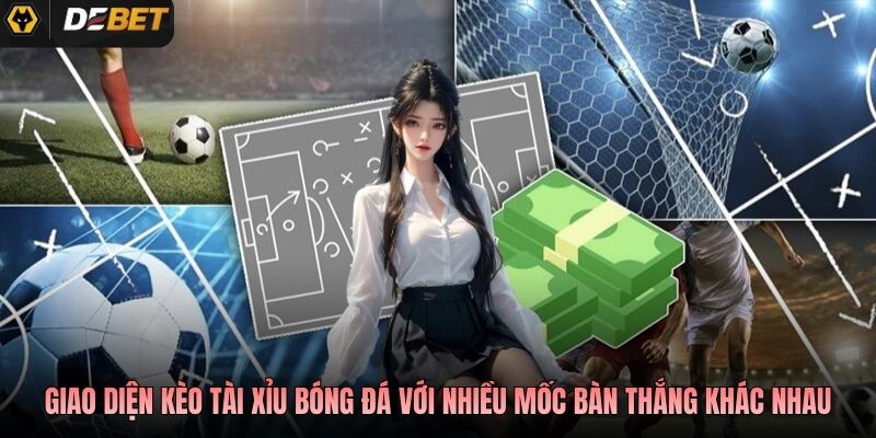 Giao diện kèo tài xỉu bóng đá với nhiều mốc bàn thắng khác nhau